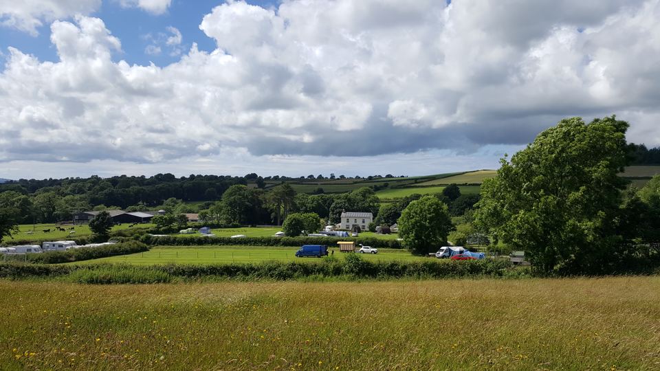 Camping fields across the valley