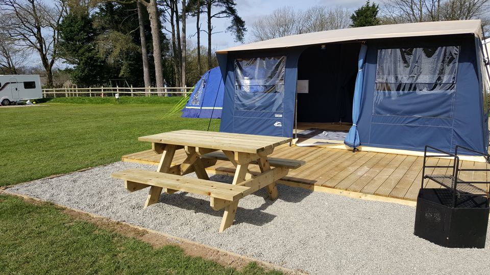 Ready tent on its deck