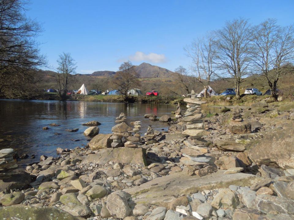Rocky river bank by the campsite