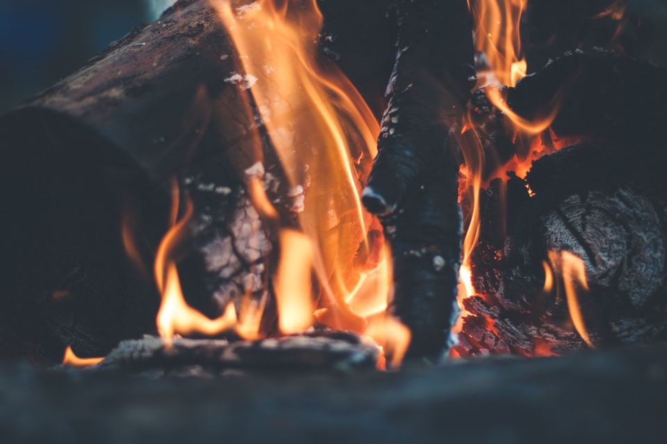 Campfire in a fire pit