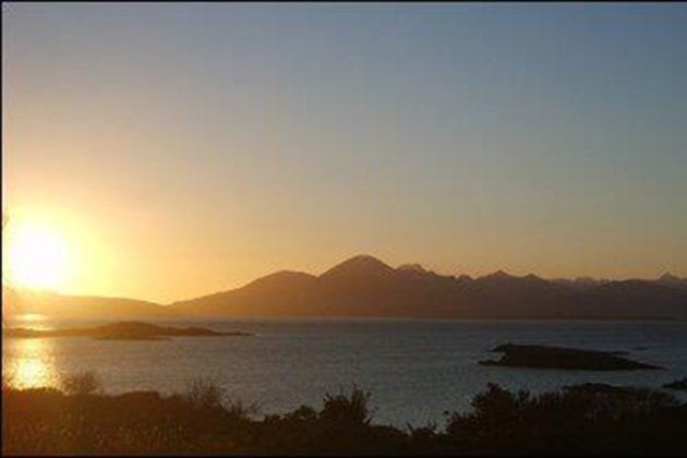 Sunset over the water