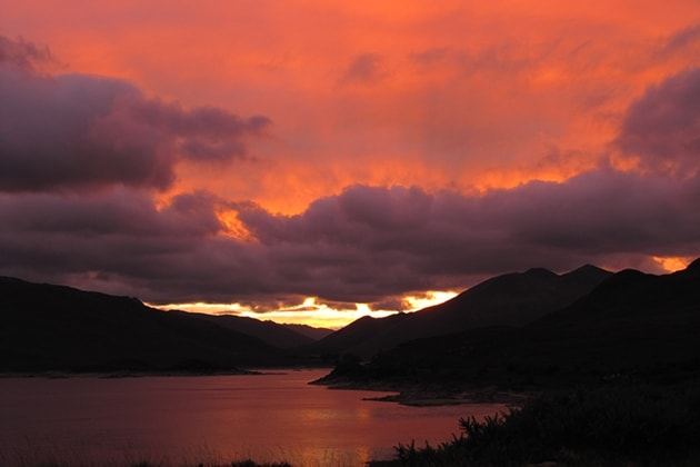 Red sky over the loch