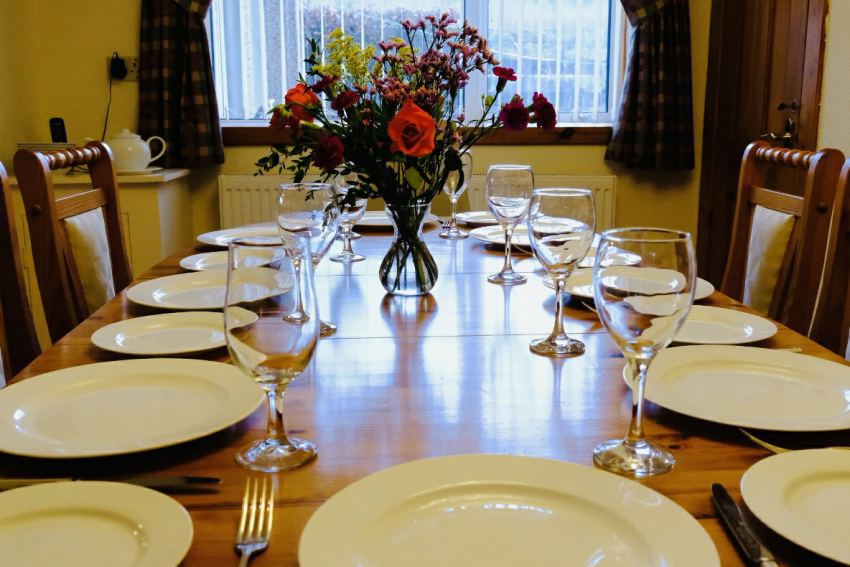 Dining table set for a group