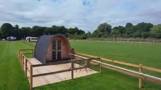 Glamping pod on the grass