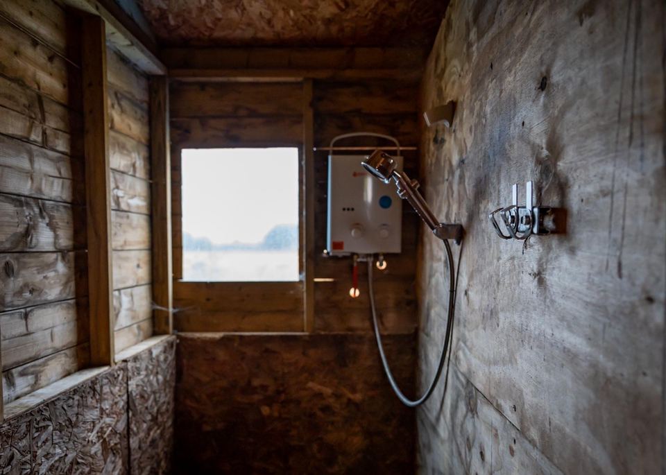 Rustic outdoor shower
