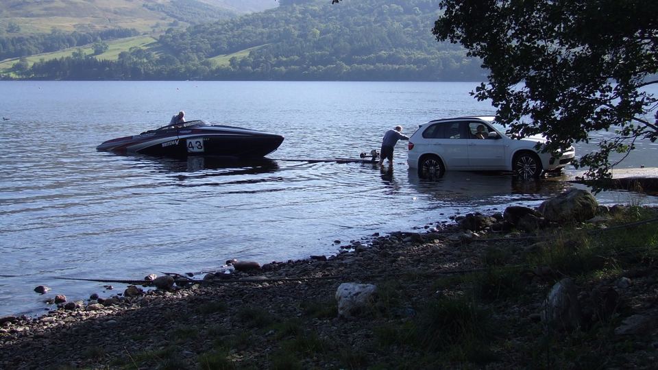 Launching a boat from the slipway
