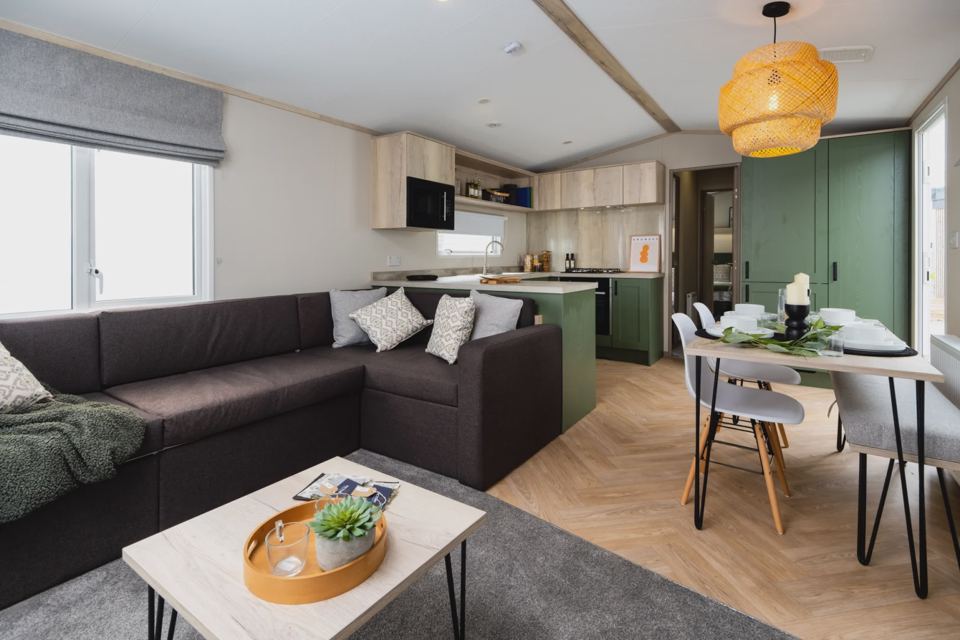 Open-plan holiday home lounge