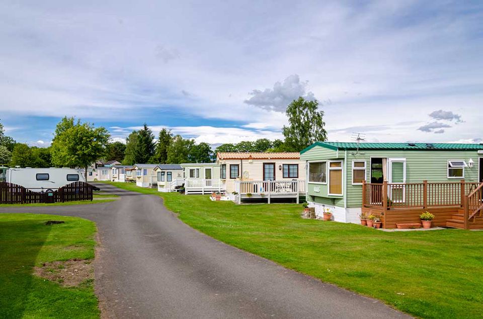 Holiday homes beside the park road