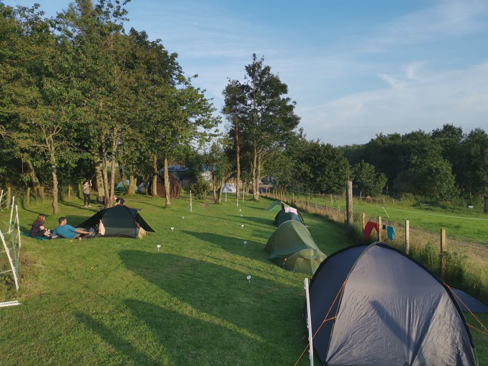 Tents beside the fence