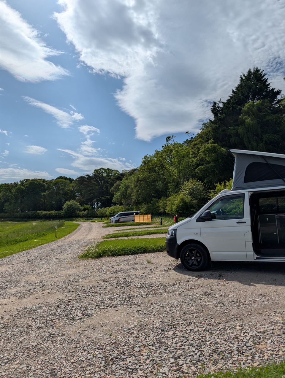 Campervan on gravel pitch