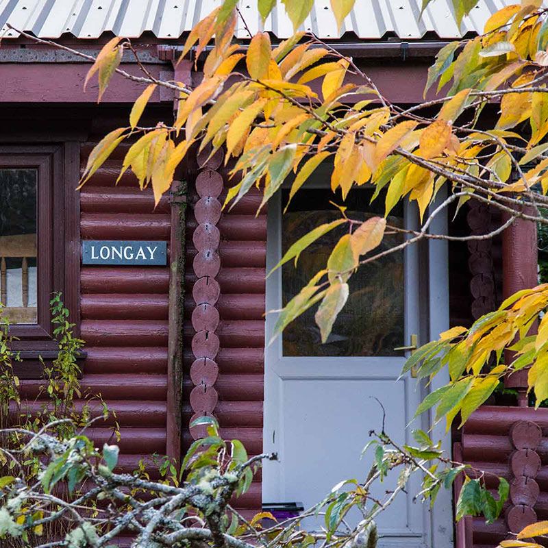 Log cabin front door