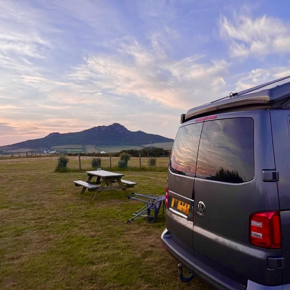 Campervan with view of Carn Llidi