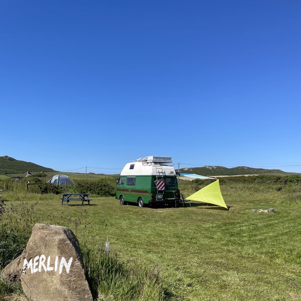 Campervan on pitch Merlin