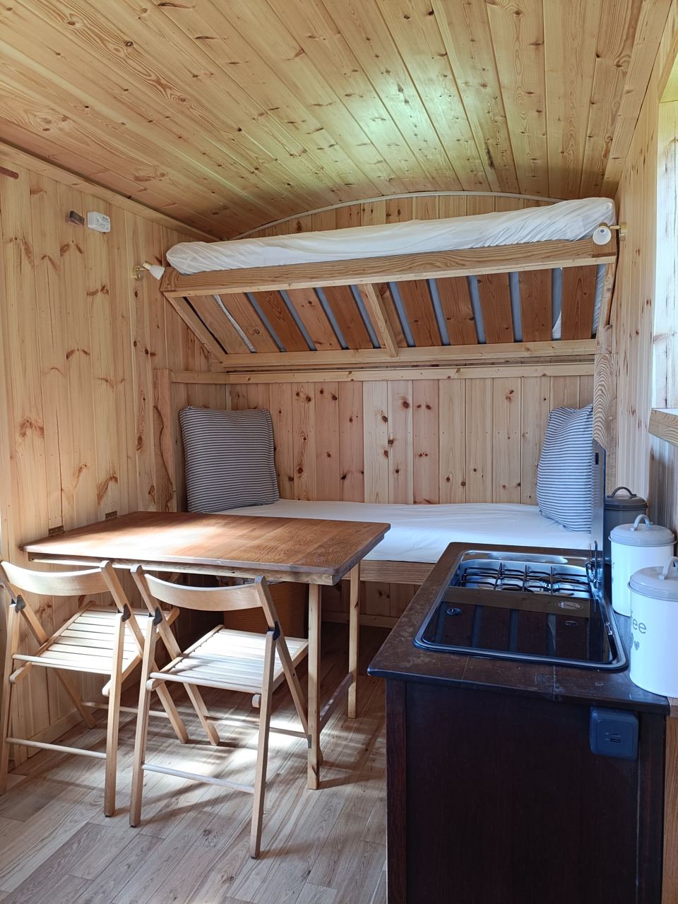 Seating and bunk inside the Wagon
