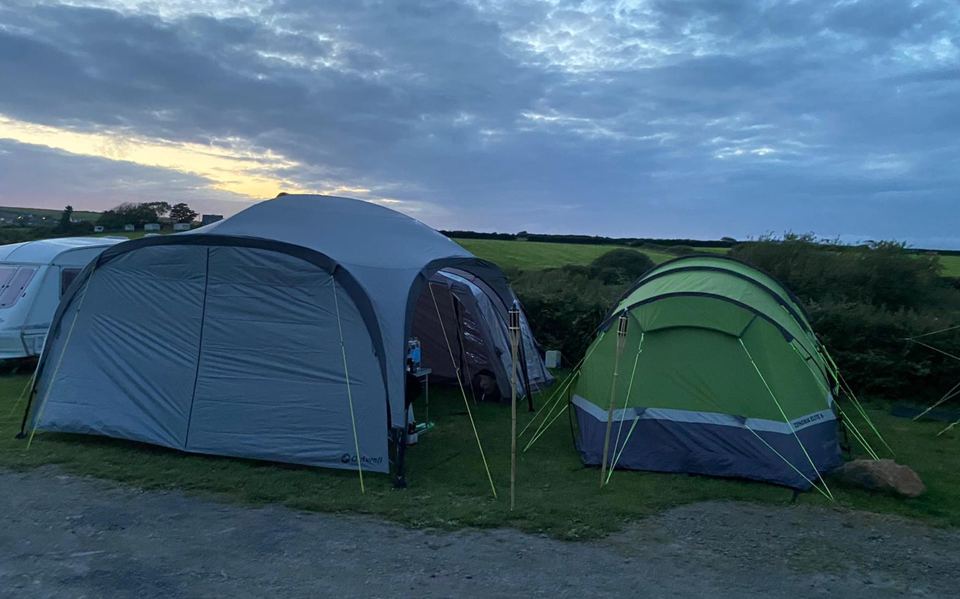 Tents pitched on the grass