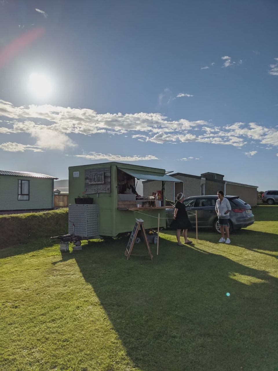Food hut and pitches in the sun