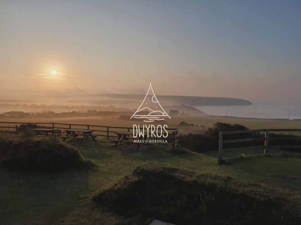 Dawn over the bay from the site