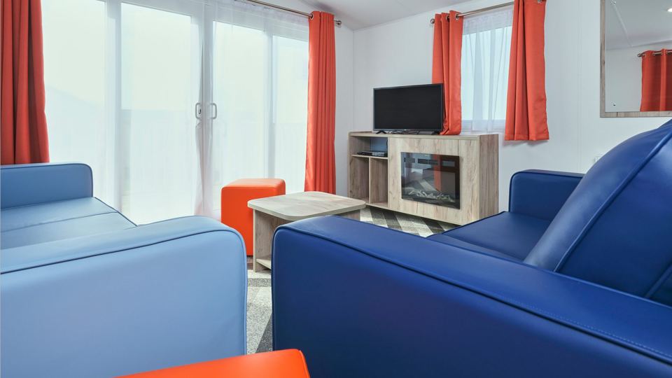Lounge with blue sofas
