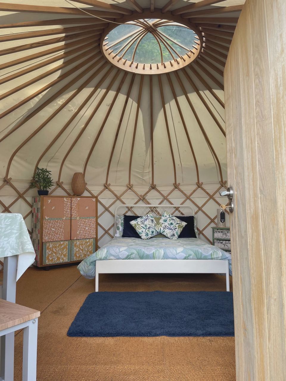 Inside the yurt