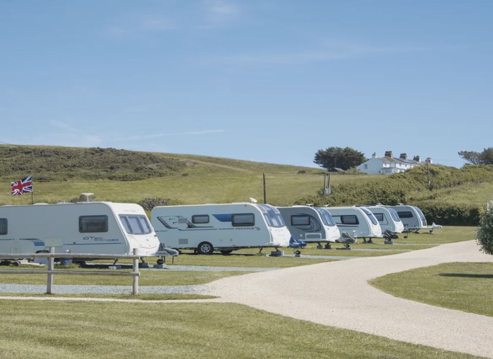 Row of touring caravans