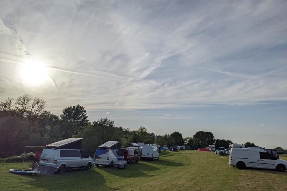 Campervans on the touring field