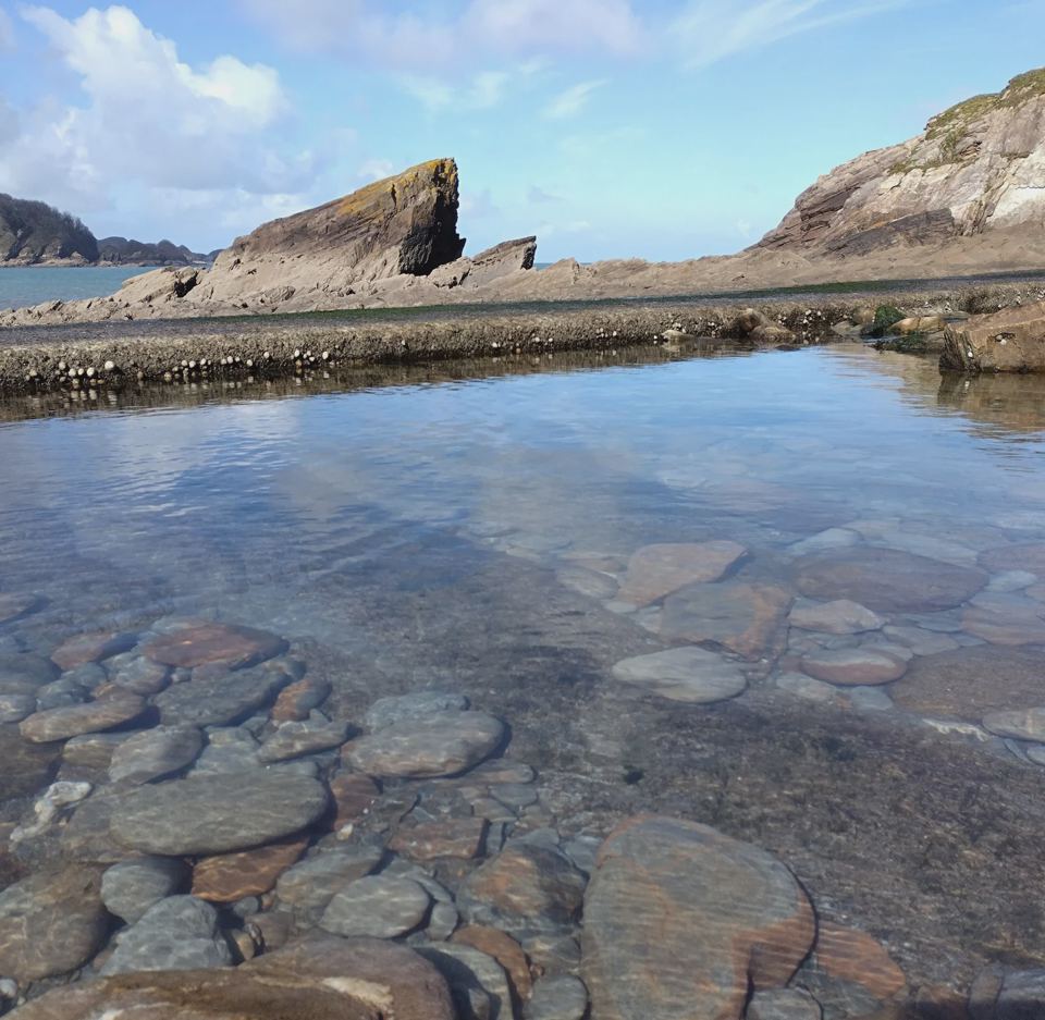 Clear rock pool at low tide