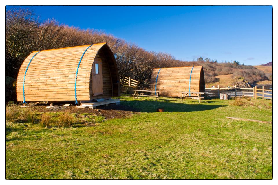 Camping pods on the grass