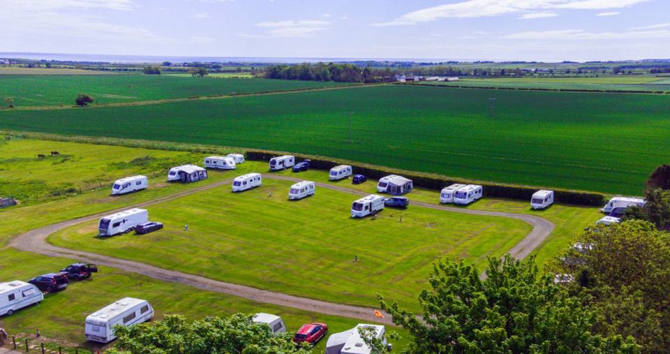 Touring caravans on the grass
