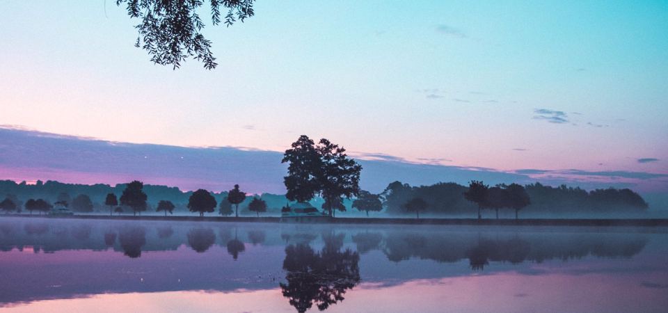 Misty river at dusk