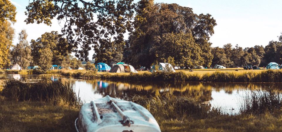 Tents along the water's edge