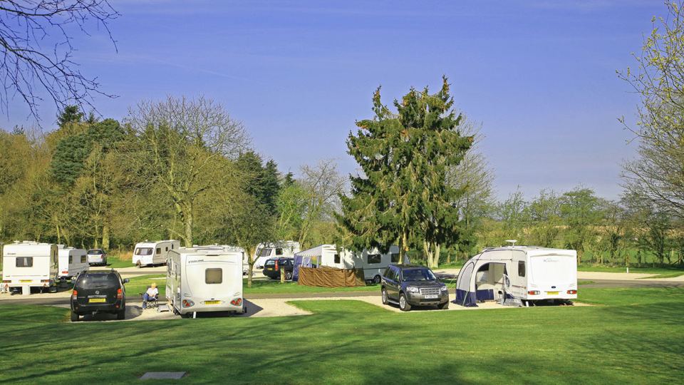 Caravans on the grass pitches