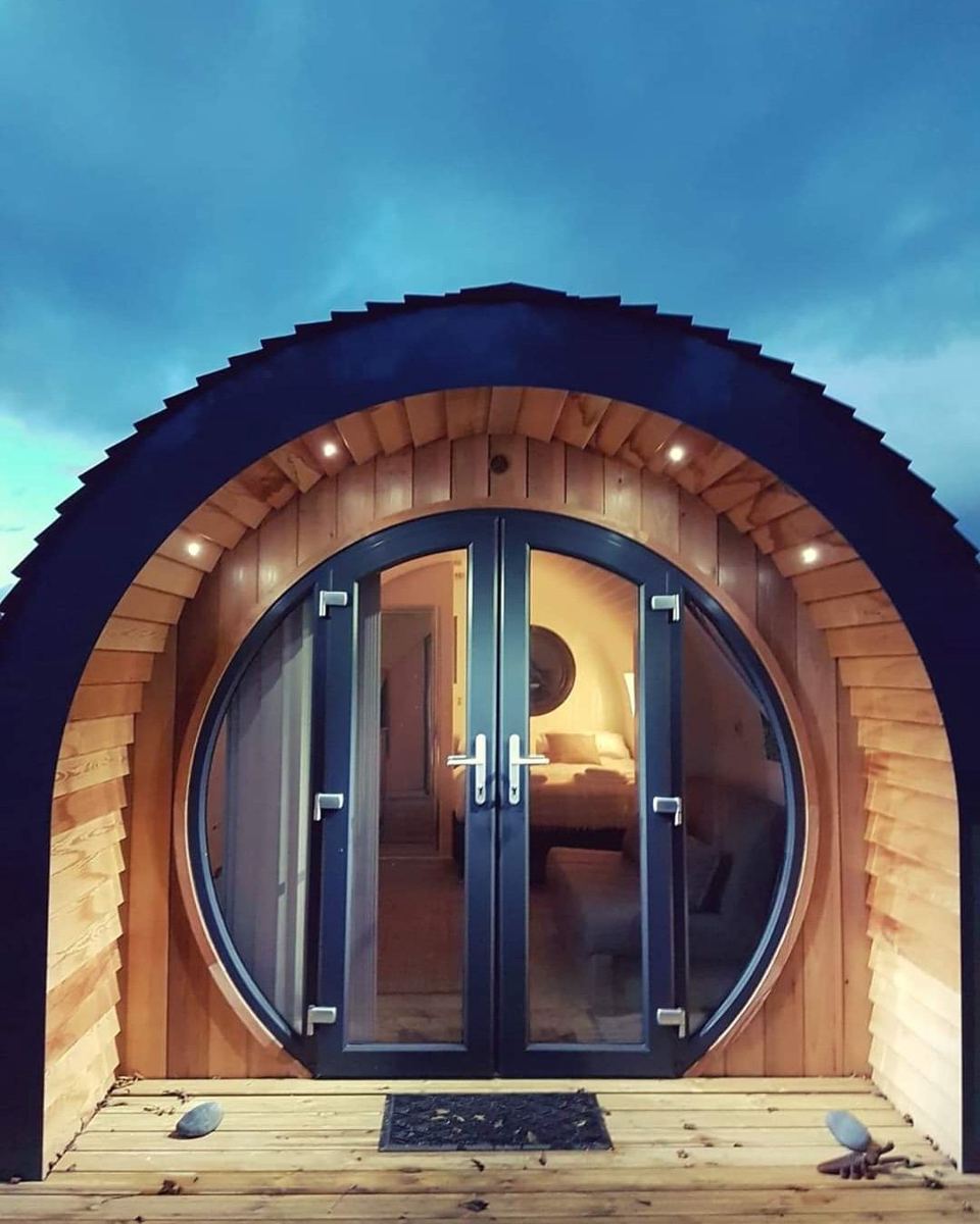 Riverside pod at dusk