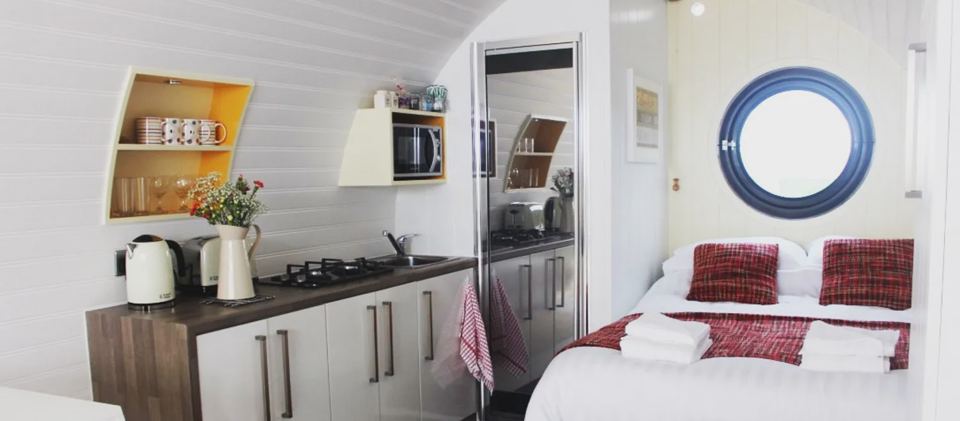 Pod kitchen and bed