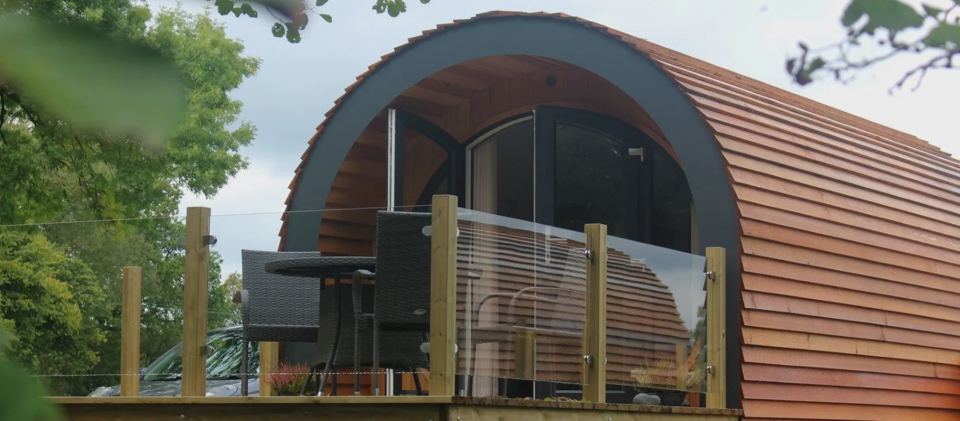 Pod with riverside decking