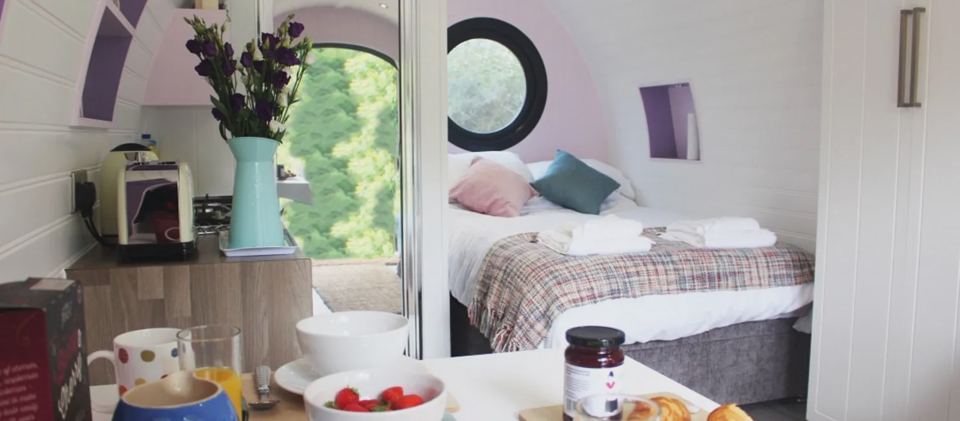 Inside a riverside pod