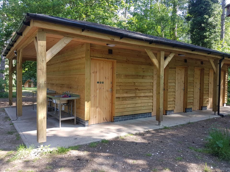 Shower and toilet block