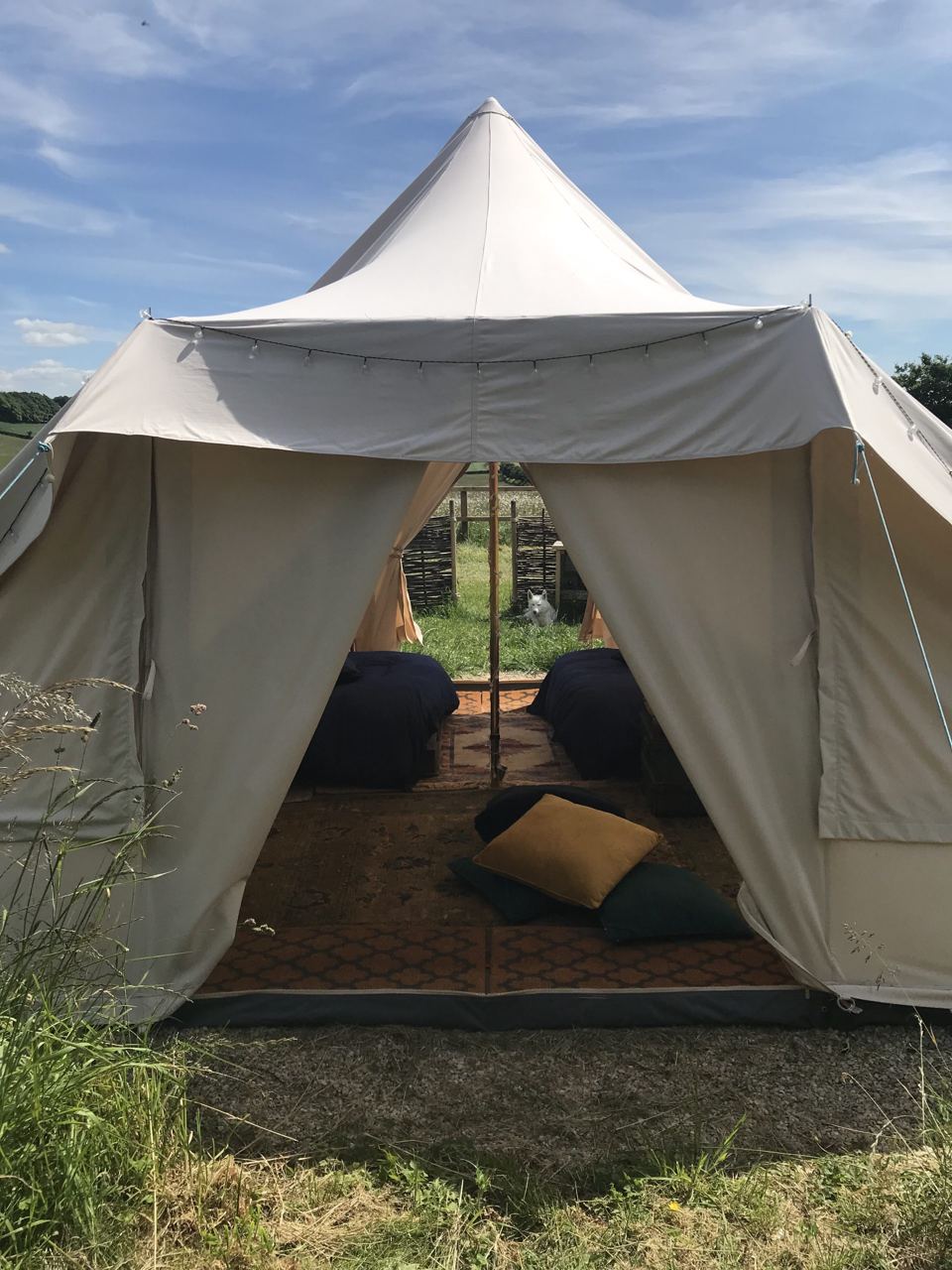 Canvas tent with open door