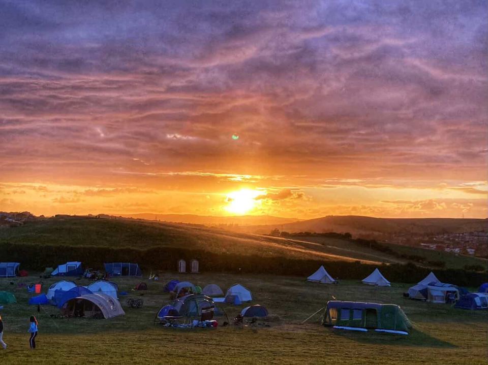 Sunset over the camping fields