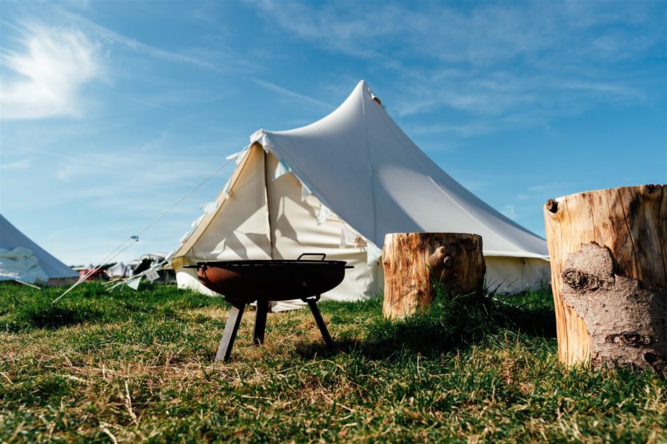 Bell tent and fire pit