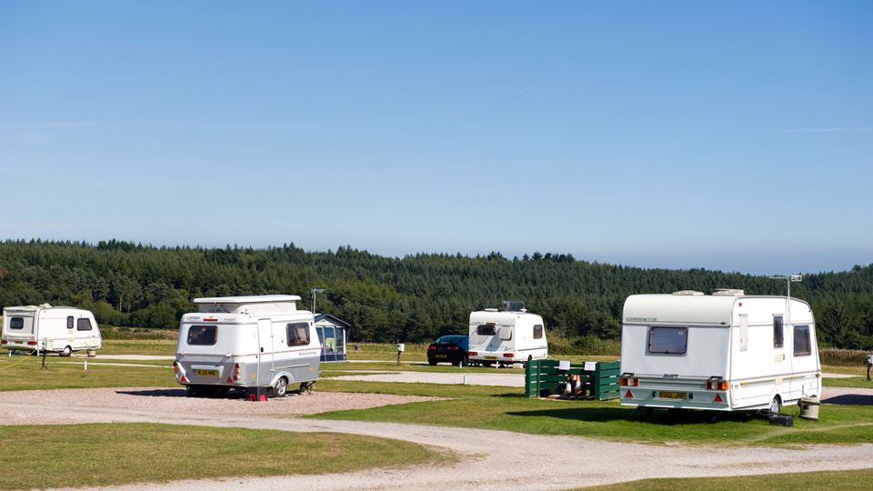 Caravans on the touring pitches