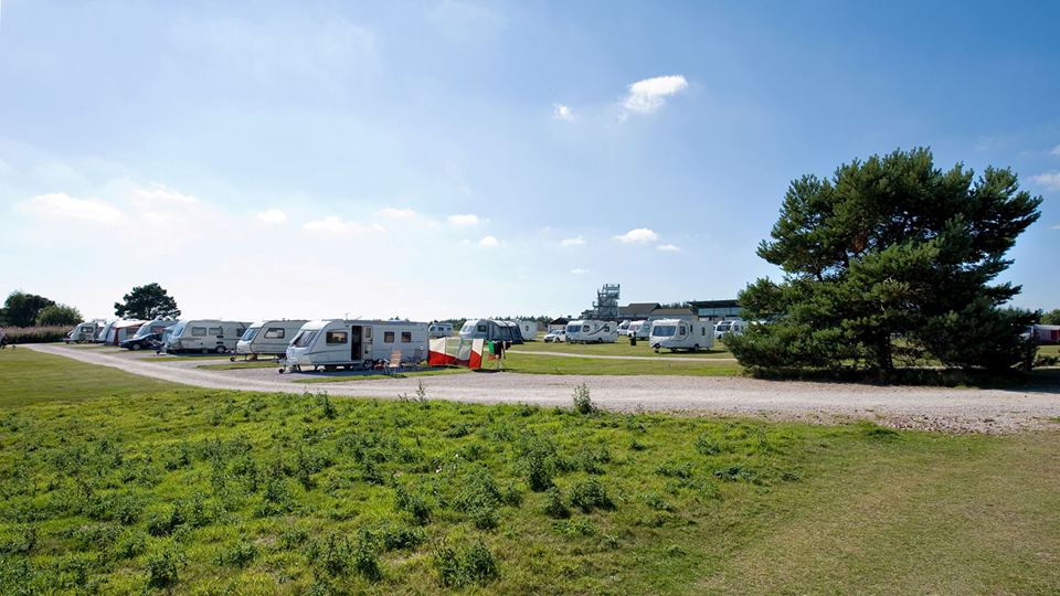 Touring caravans on grass