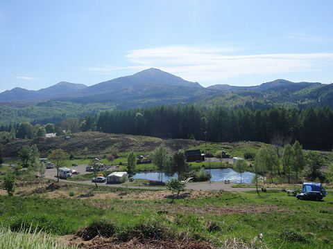 Site and pond below the mountain