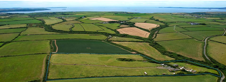 Aerial view of the farm fields