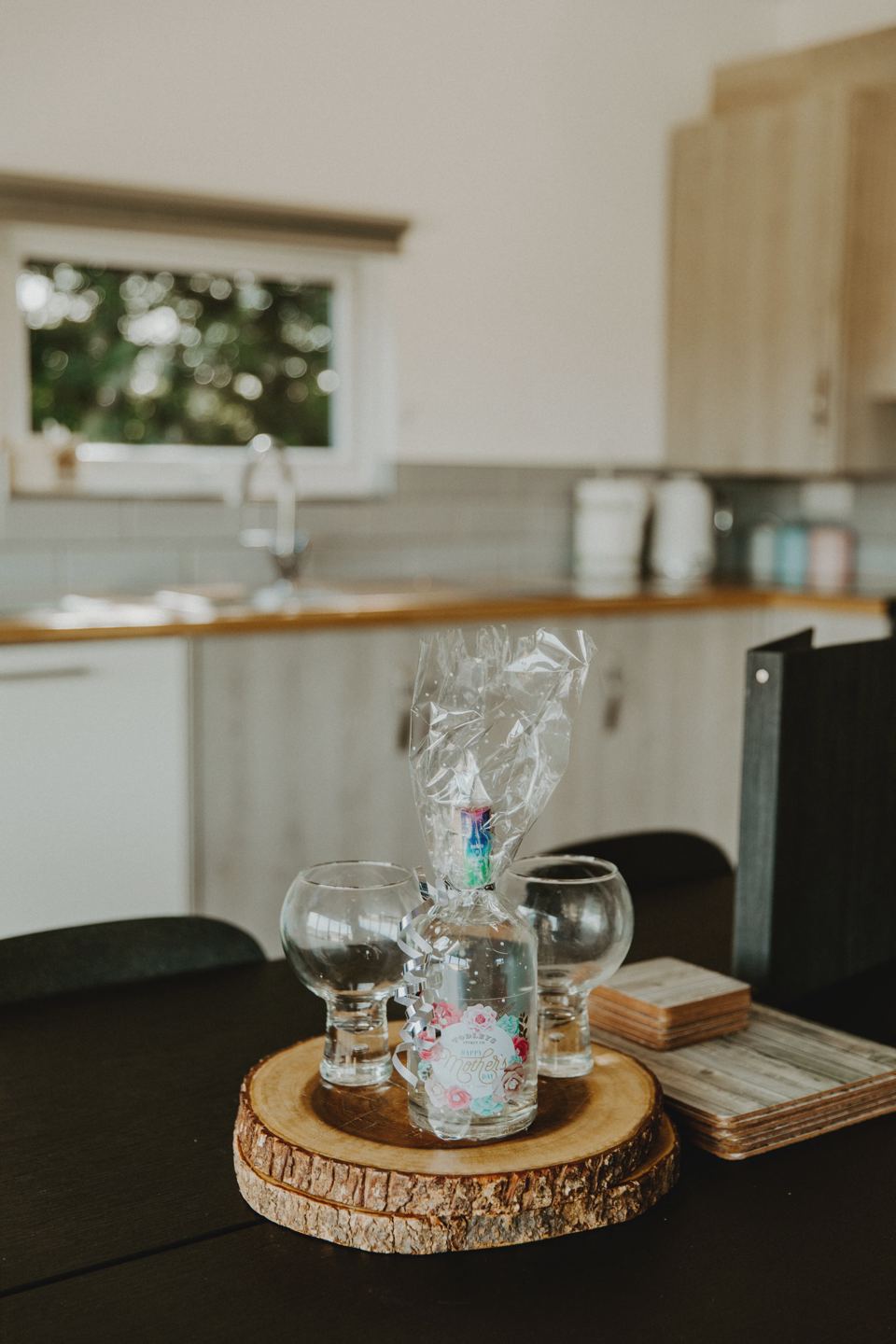 Kitchen worktop inside a cabin
