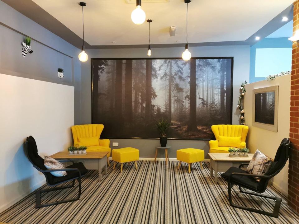 Seating area in the clubhouse