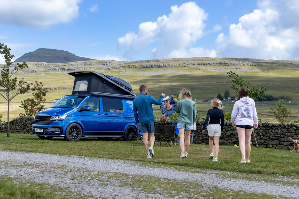 Campervan with views of the valley