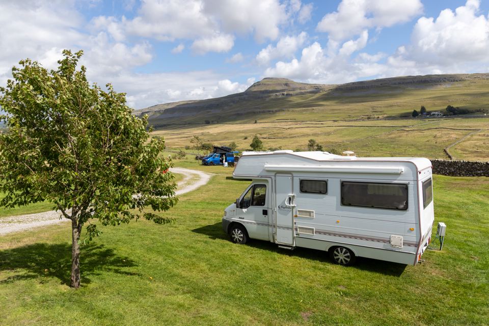 Motorhome pitch below Ingleborough