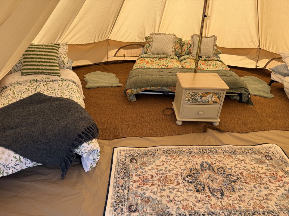 Beds inside a bell tent