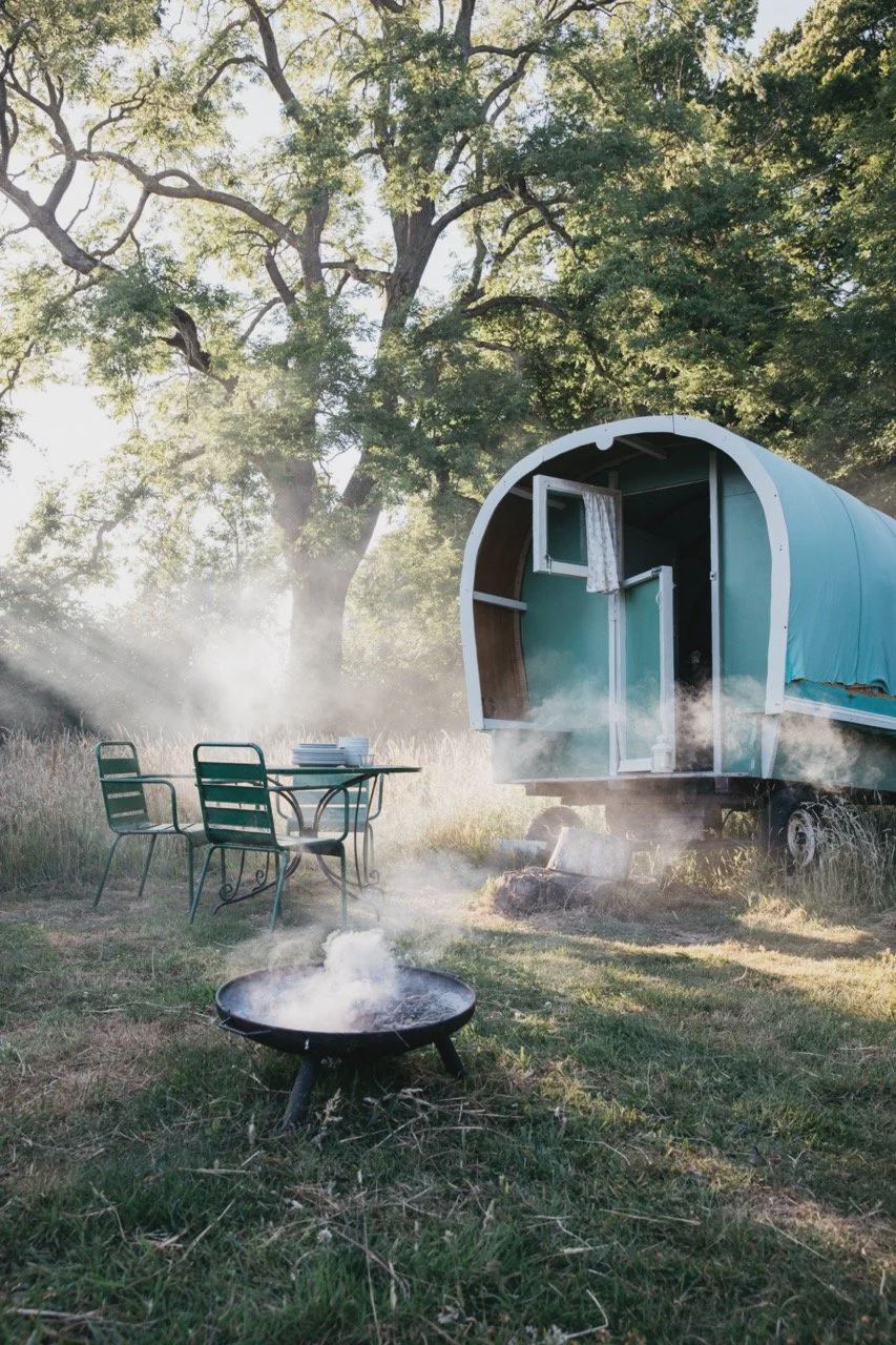 Gypsy wagon and fire pit