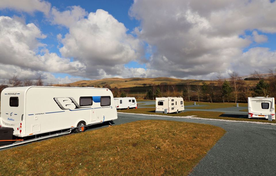 Touring caravans on hardstanding